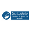Pour votre protection, lavez-vous les mains pendant au moins 20 secondes