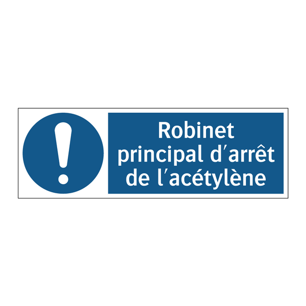 Robinet principal d'arrêt de l'acétylène