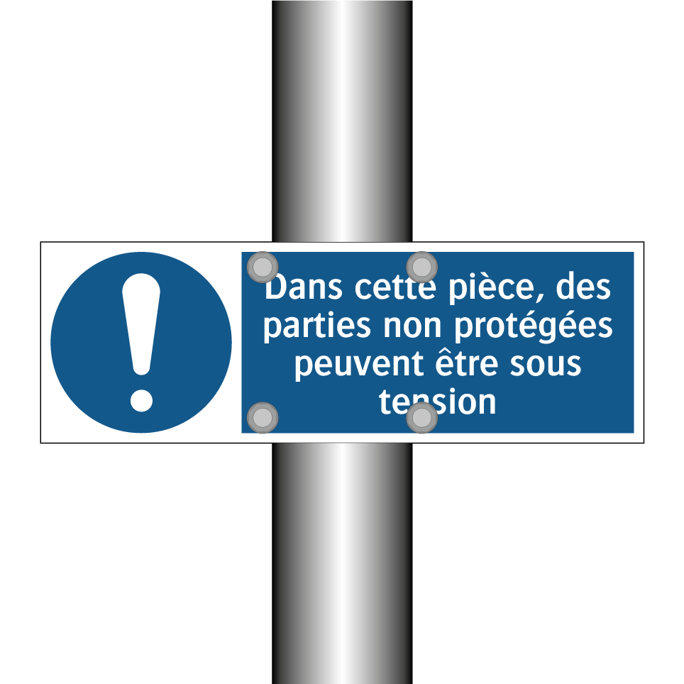Dans cette pièce, des parties non protégées peuvent être sous tension