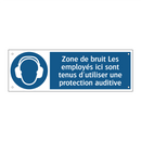 Zone de bruit Les employés ici sont tenus d'utiliser une protection auditive