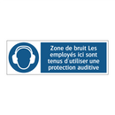 Zone de bruit Les employés ici sont tenus d'utiliser une protection auditive