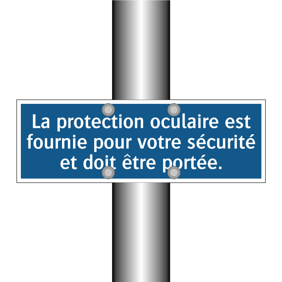La protection oculaire est fournie pour votre sécurité et doit être portée.