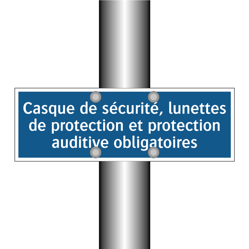 Casque de sécurité, lunettes de protection et protection auditive obligatoires