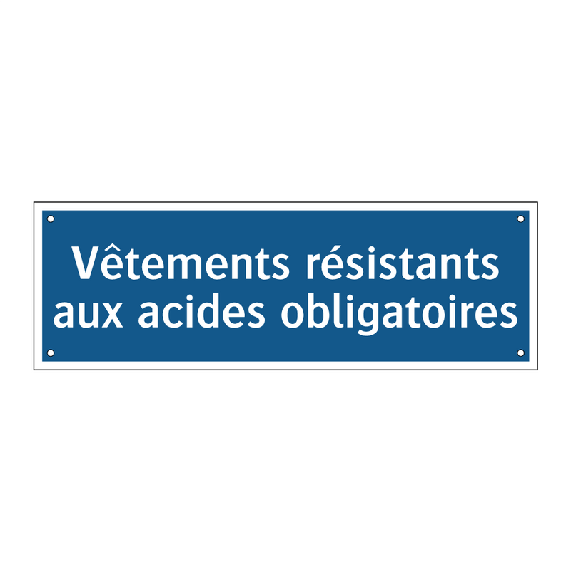 Vêtements résistants aux acides obligatoires
