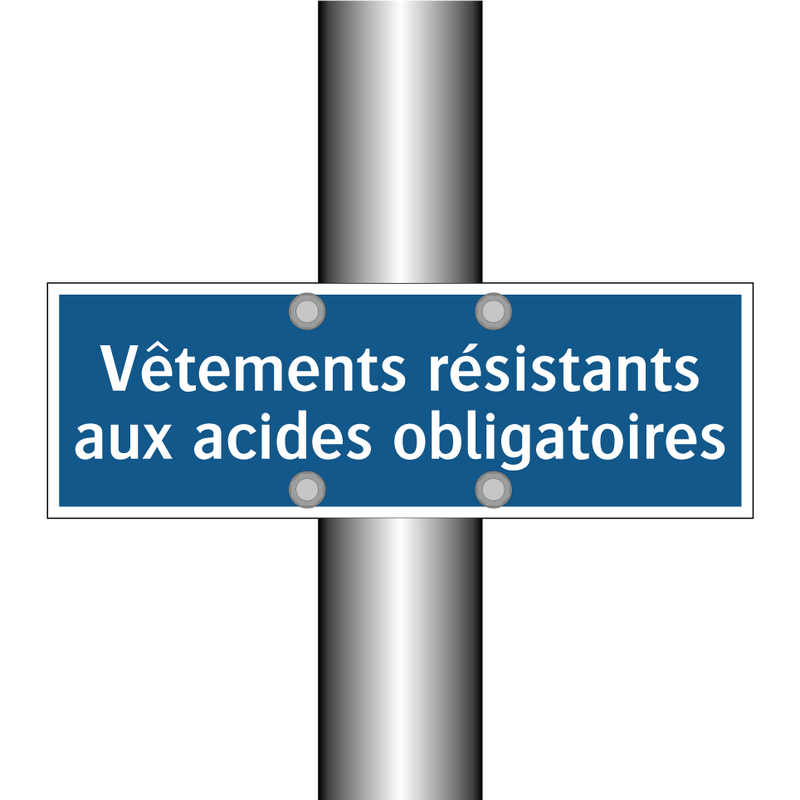 Vêtements résistants aux acides obligatoires