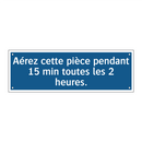 Aérez cette pièce pendant 15 min toutes les 2 heures.
