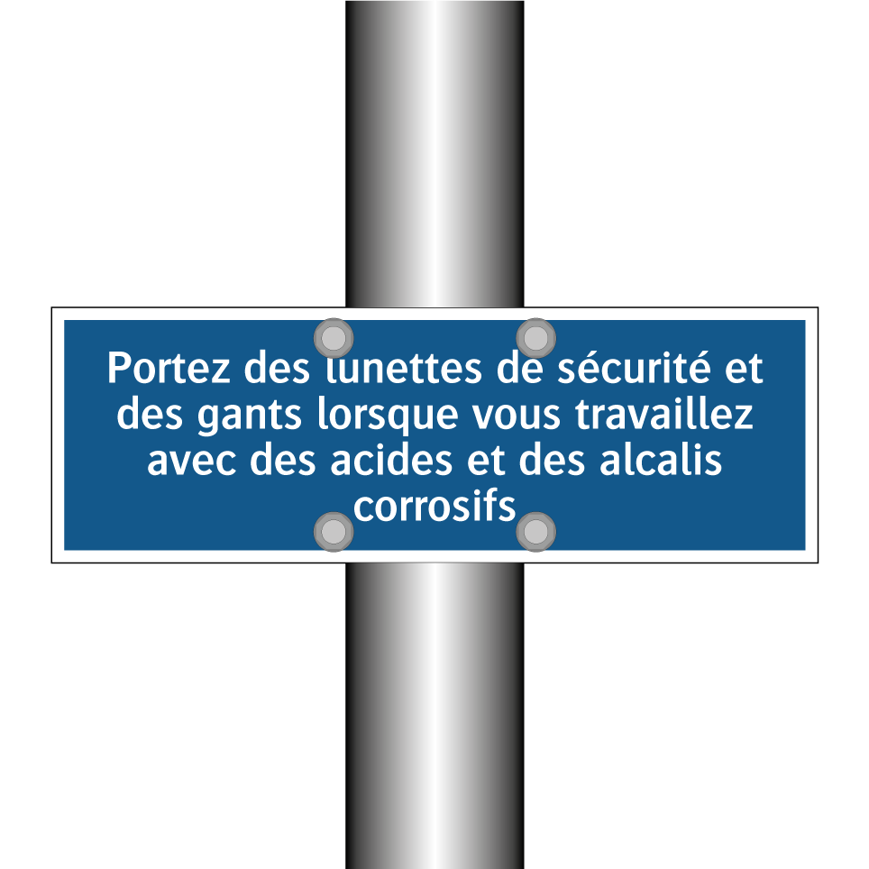 Portez des lunettes de sécurité et des gants lorsque vous travaillez avec des acides et des alcalis corrosifs.