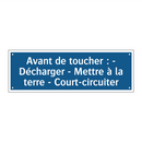 Avant de toucher : - Décharger - Mettre à la terre - Court-circuiter
