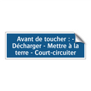 Avant de toucher : - Décharger - Mettre à la terre - Court-circuiter