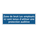 Zone de bruit Les employés ici sont tenus d'utiliser une protection auditive