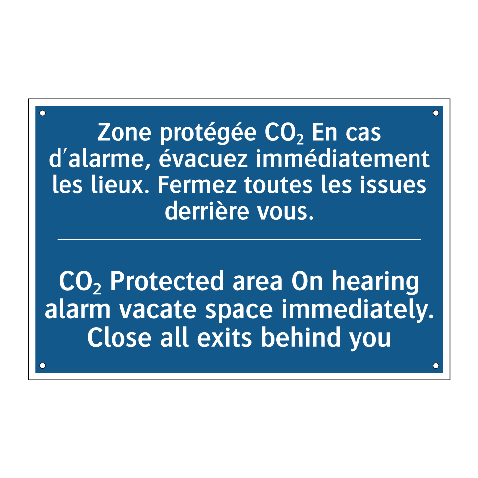 Zone protégée CO₂ En cas d'alarme,  /.../ - CO₂ Protected area On hearing  /.../
