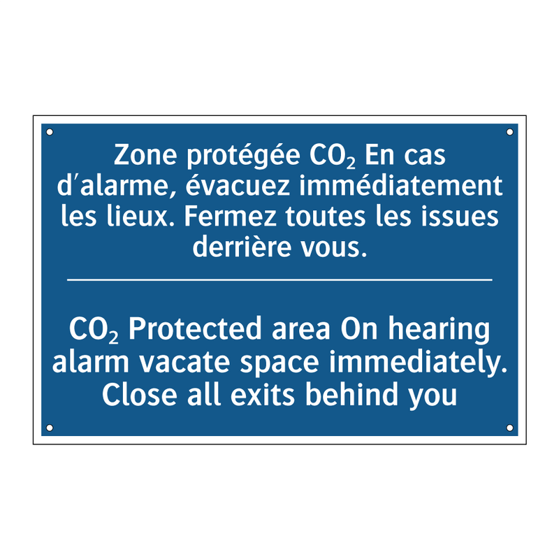 Zone protégée CO₂ En cas d'alarme,  /.../ - CO₂ Protected area On hearing  /.../