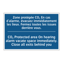 Zone protégée CO₂ En cas d'alarme,  /.../ - CO₂ Protected area On hearing  /.../