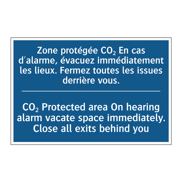 Zone protégée CO₂ En cas d'alarme,  /.../ - CO₂ Protected area On hearing  /.../