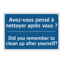 Avez-vous pensé à nettoyer après  /.../ - Did you remember to clean up after  /.../