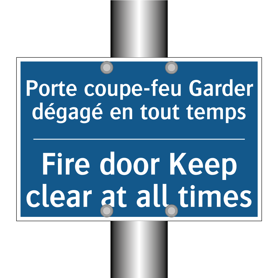 Porte coupe-feu Garder dégagé  /.../ - Fire door Keep clear at all times /.../