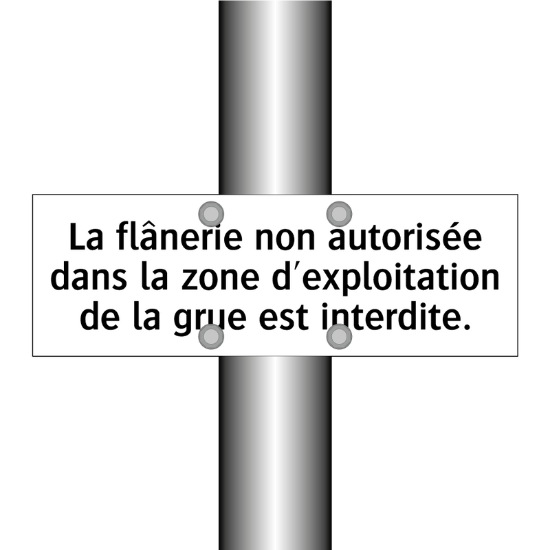 La flânerie non autorisée dans la zone d'exploitation de la grue est interdite.
