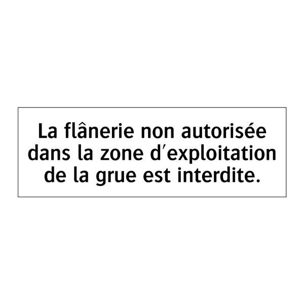 La flânerie non autorisée dans la zone d'exploitation de la grue est interdite.