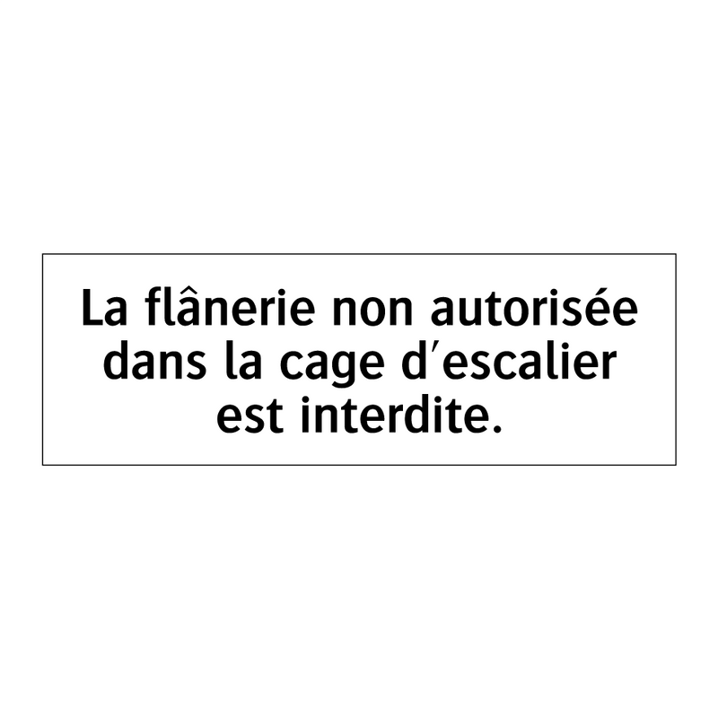 La flânerie non autorisée dans la cage d'escalier est interdite.