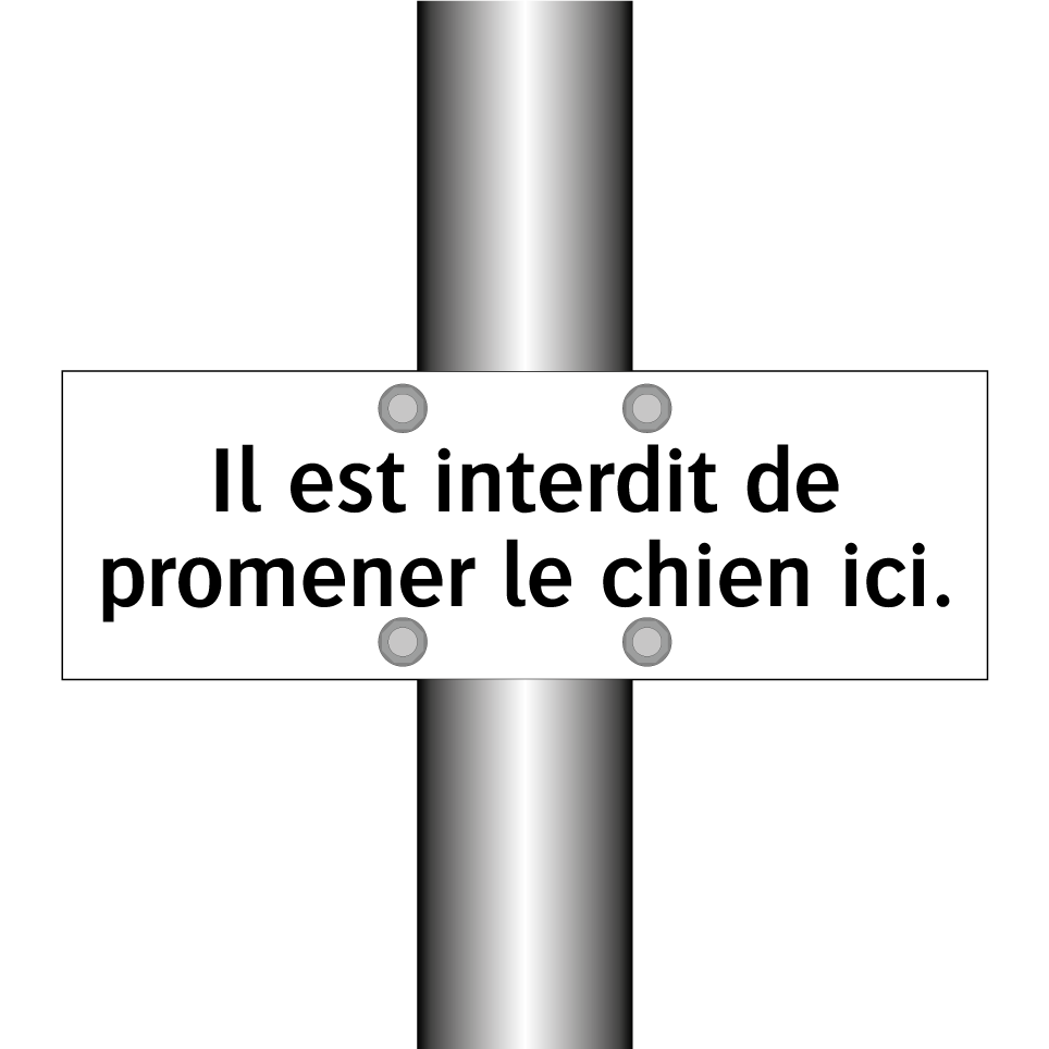 Il est interdit de promener le chien ici.