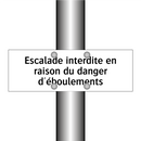 Escalade interdite en raison du danger d'éboulements