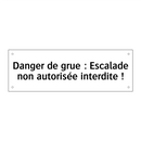Danger de grue : Escalade non autorisée interdite !