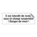 Il est interdit de rester sous la charge suspendue ! Danger de mort !