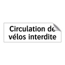 Circulation de vélos interdite