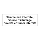 Flamme nue interdite ; Source d'allumage ouverte et fumer interdits