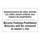 Stationnement de vélos interdit  /.../ - Bicycle Parking Prohibited Bicycles  /.../