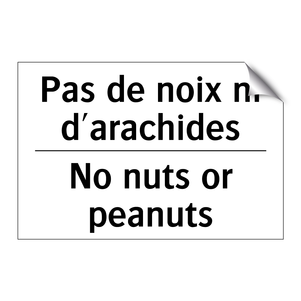 Pas de noix ni d'arachides - No nuts or peanuts