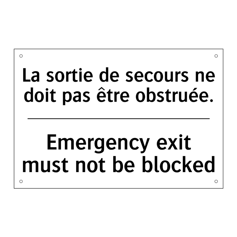 La sortie de secours ne doit pas  /.../ - Emergency exit must not be blocked /.../