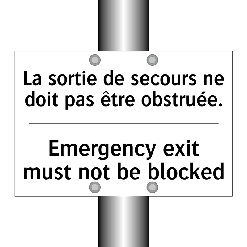 La sortie de secours ne doit pas  /.../ - Emergency exit must not be blocked /.../