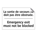 La sortie de secours ne doit pas  /.../ - Emergency exit must not be blocked /.../