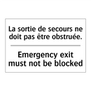 La sortie de secours ne doit pas  /.../ - Emergency exit must not be blocked /.../
