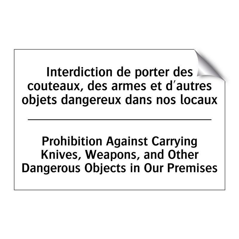 Interdiction de porter des couteaux,  /.../ - Prohibition Against Carrying Knives,  /.../