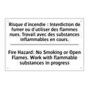 Risque d'incendie : Interdiction  /.../ - Fire Hazard: No Smoking or Open  /.../