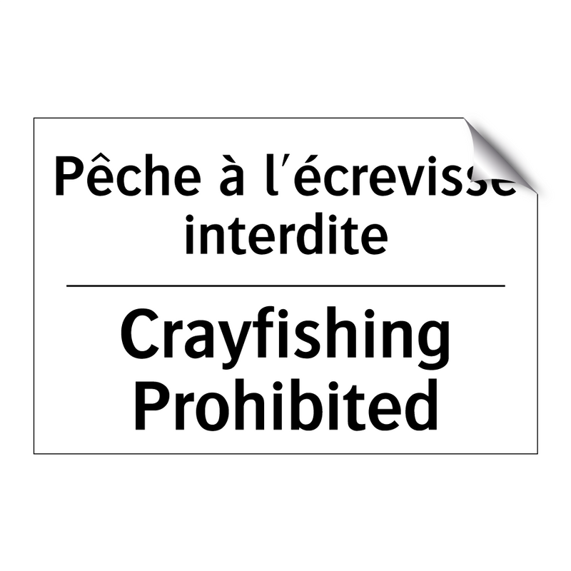 Pêche à l'écrevisse interdite - Crayfishing Prohibited