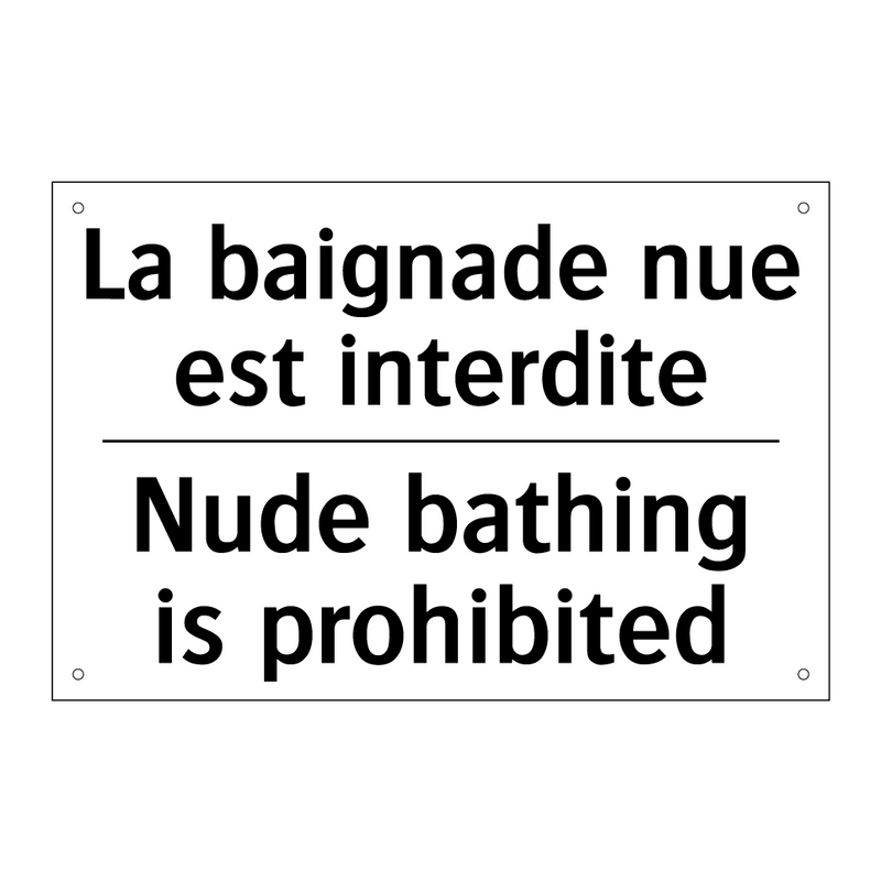 La baignade nue est interdite - Nude bathing is prohibited