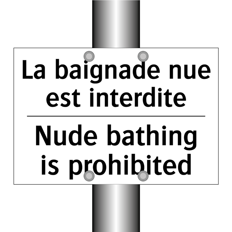 La baignade nue est interdite - Nude bathing is prohibited