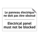 Le panneau électrique ne doit  /.../ - Electrical panel must not be blocked /.../