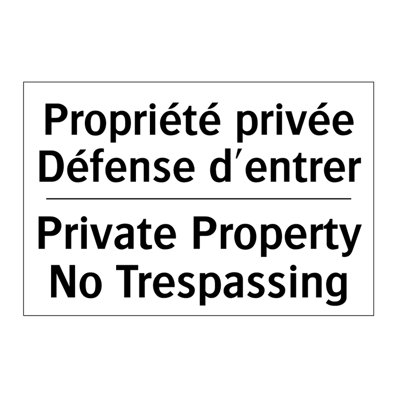 Propriété privée Défense d'entrer /.../ - Private Property No Trespassing /.../