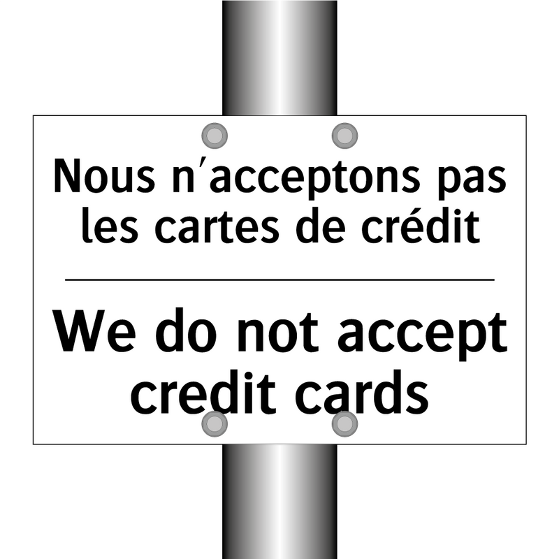 Nous n'acceptons pas les cartes  /.../ - We do not accept credit cards