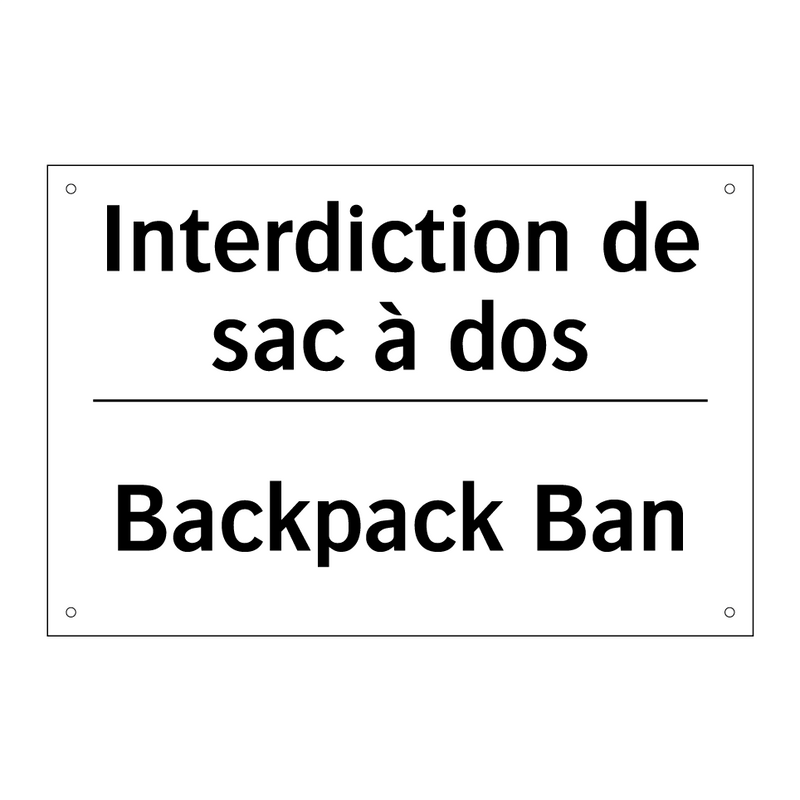 Interdiction de sac à dos - Backpack Ban