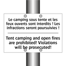 Le camping sous tente et les feux  /.../ - Tent camping and open fires are  /.../