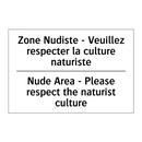 Zone Nudiste - Veuillez respecter  /.../ - Nude Area - Please respect the  /.../