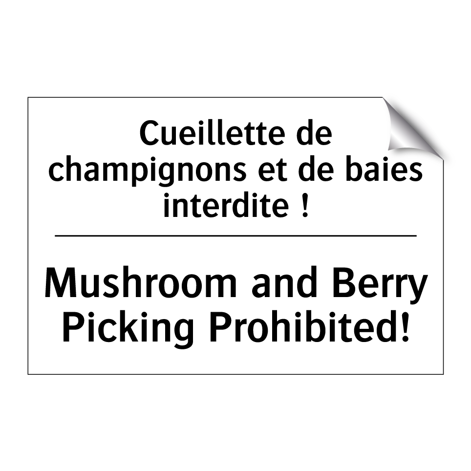Cueillette de champignons et de  /.../ - Mushroom and Berry Picking Prohibited! /.../