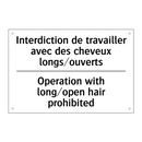 Interdiction de travailler avec  /.../ - Operation with long/open hair  /.../