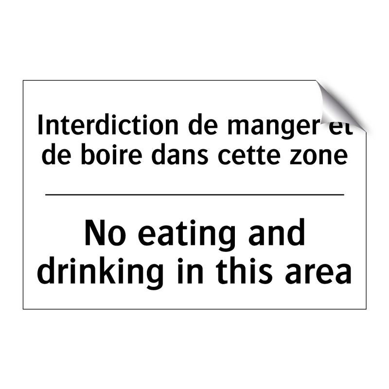 Interdiction de manger et de boire  /.../ - No eating and drinking in this  /.../