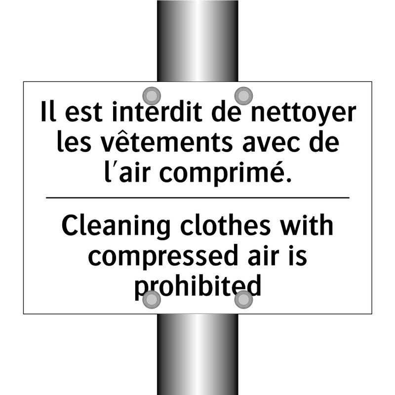Il est interdit de nettoyer les  /.../ - Cleaning clothes with compressed  /.../